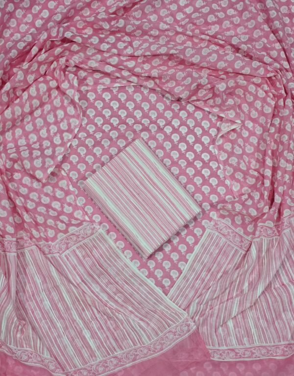 Classic Rose Printed Cotton Suit With Cotton Dupatta