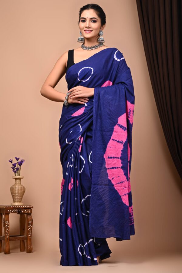 Premium Hand Block Printed Cotton Mulmul Saree