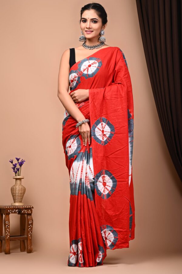 Premium Hand Block Printed Cotton Mulmul Saree