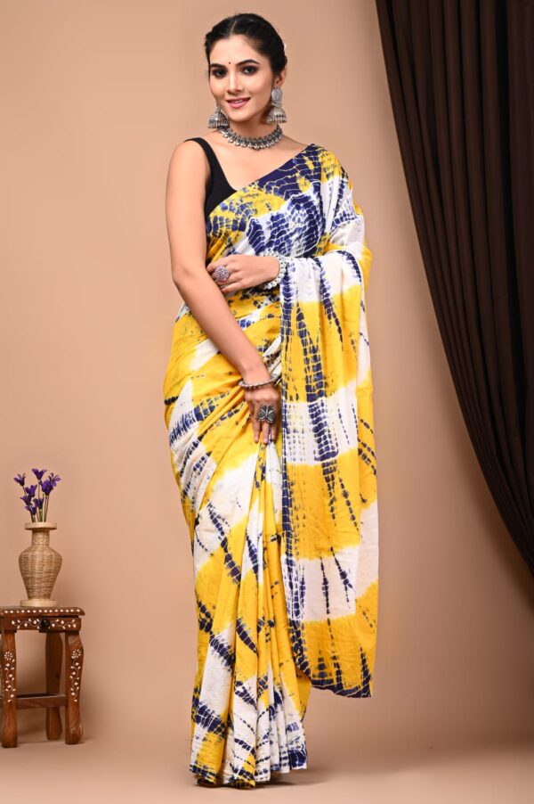Premium Hand Block Printed Cotton Mulmul Saree