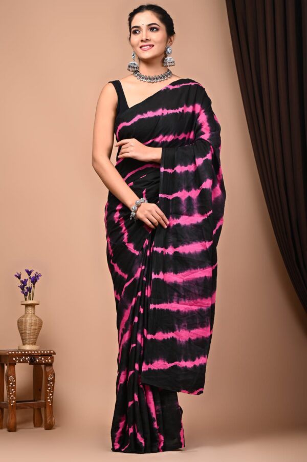 Premium Hand Block Printed Cotton Mulmul Saree