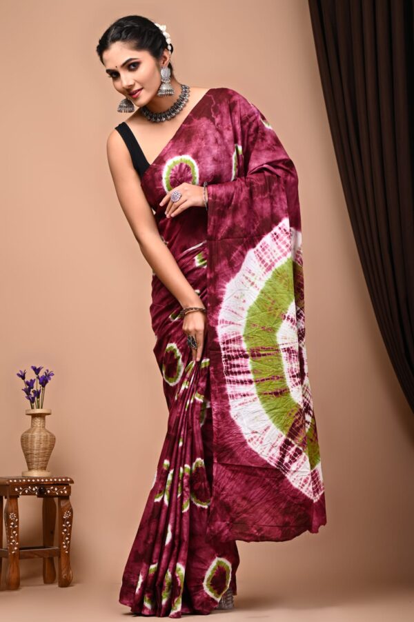 Premium Hand Block Printed Cotton Mulmul Saree