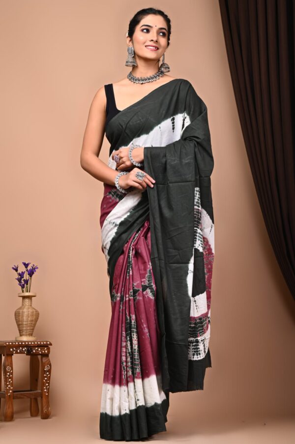 Premium Hand Block Printed Cotton Mulmul Saree