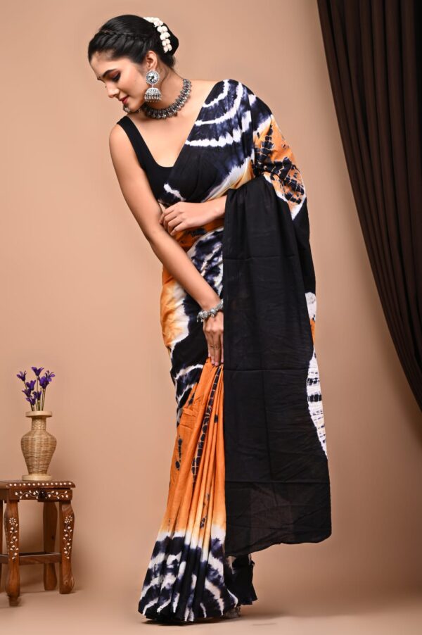Premium Hand Block Printed Cotton Mulmul Saree